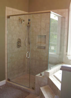 notched custom shower enclosure