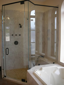 shower enclosure with angled walls