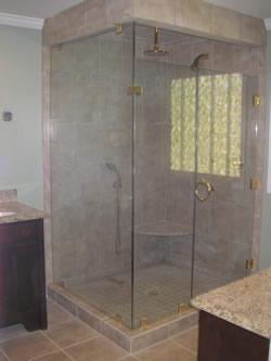shower with bulkhead for support