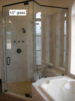 shower enclosure with angled walls